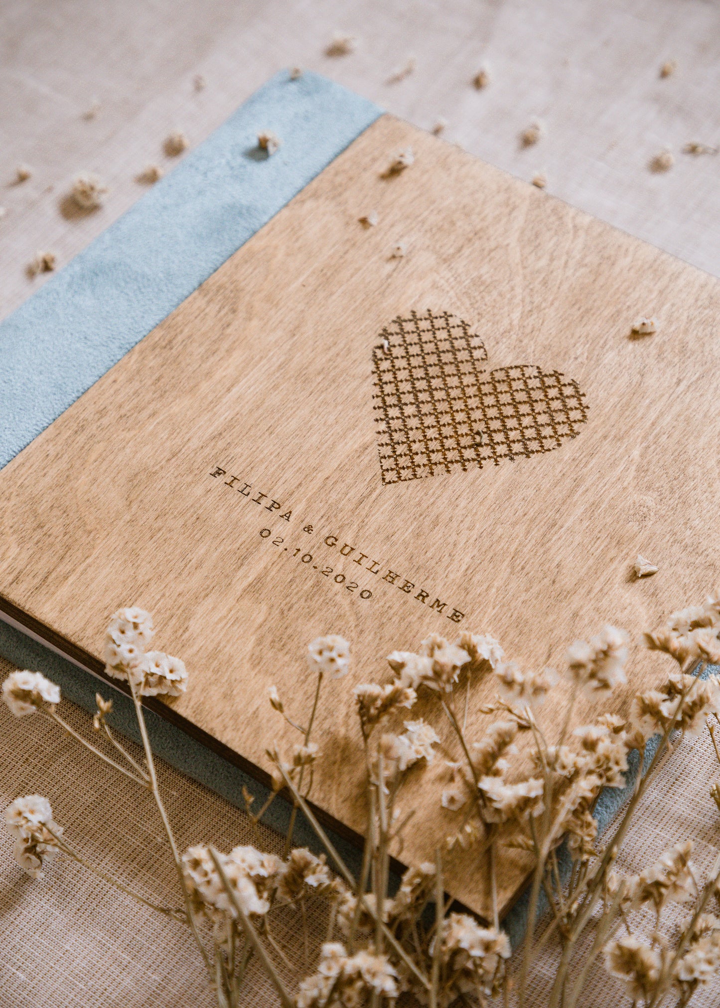 Wooden cover guest book