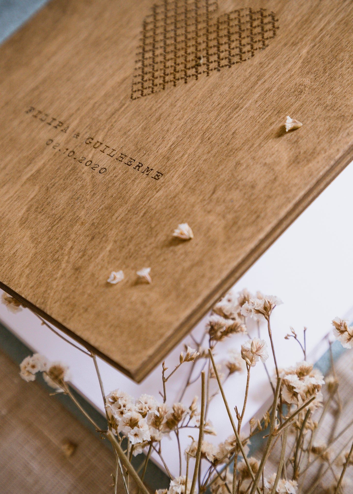 Wooden cover guest book