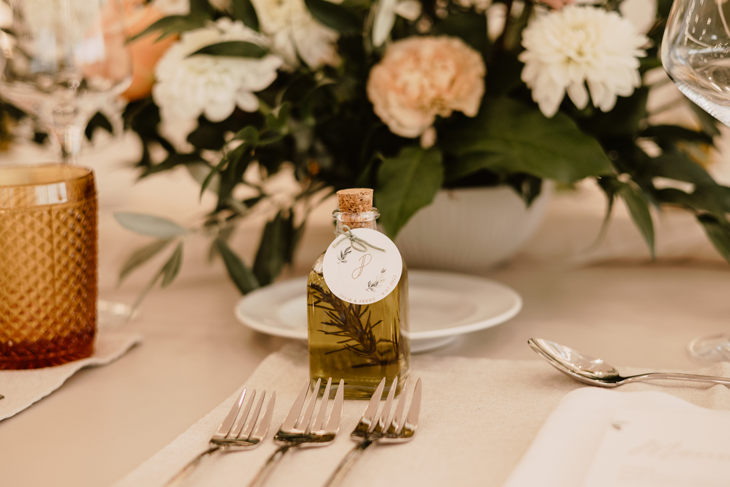 Bottle of flavored olive oil