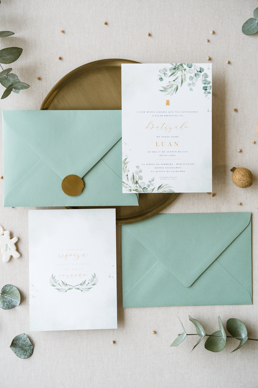 Olive tree invitation with gold